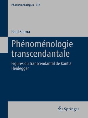 cover image of Phénoménologie transcendantale